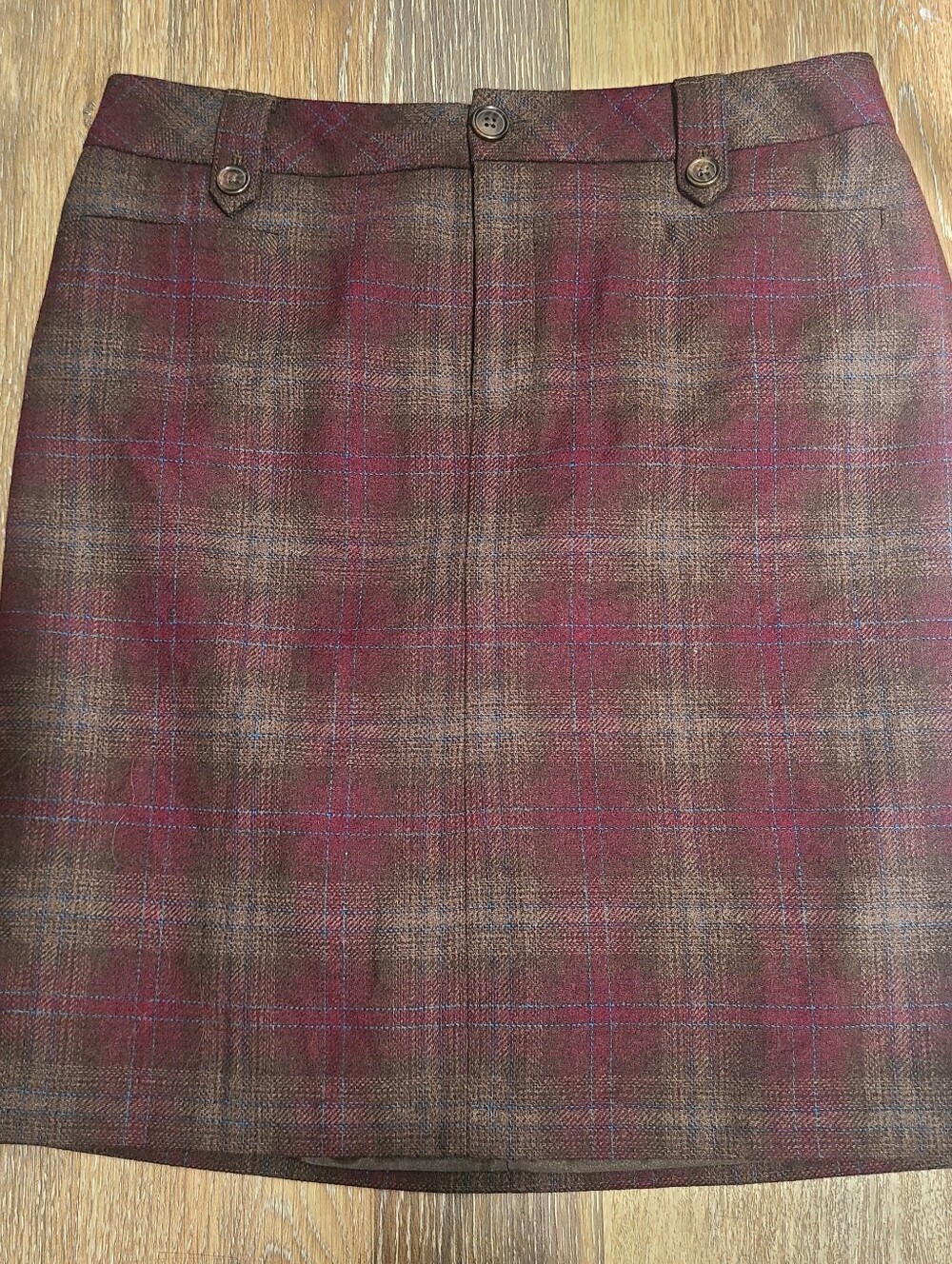 Eddie Bauer Wool Plaid Mini Skirt Women's Size 8 TALL